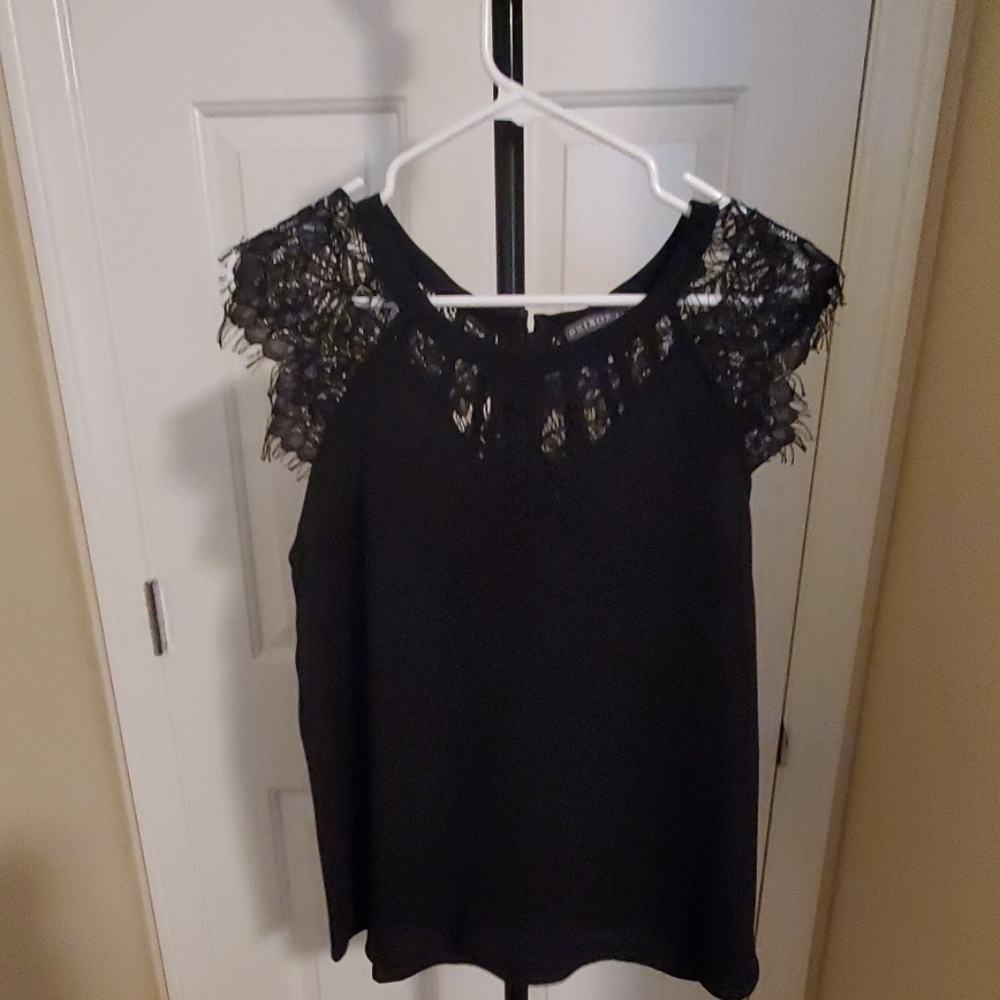 Womens Black Sheer Laced Blouse